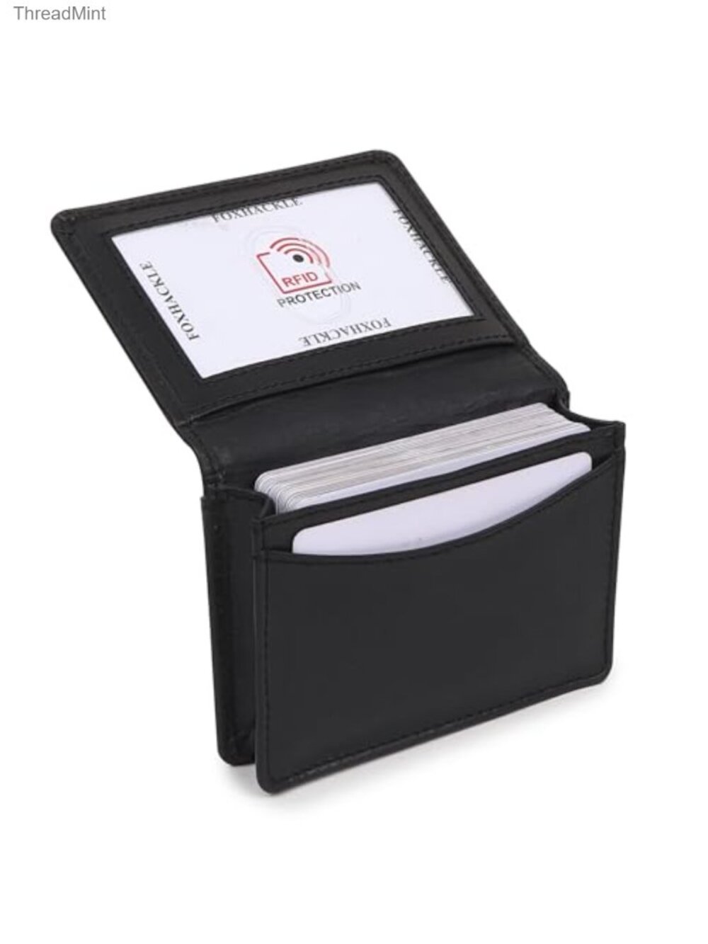 Full Grain Leather Credit Card Holder RFID Blocking Small Bifold Wallet Compact